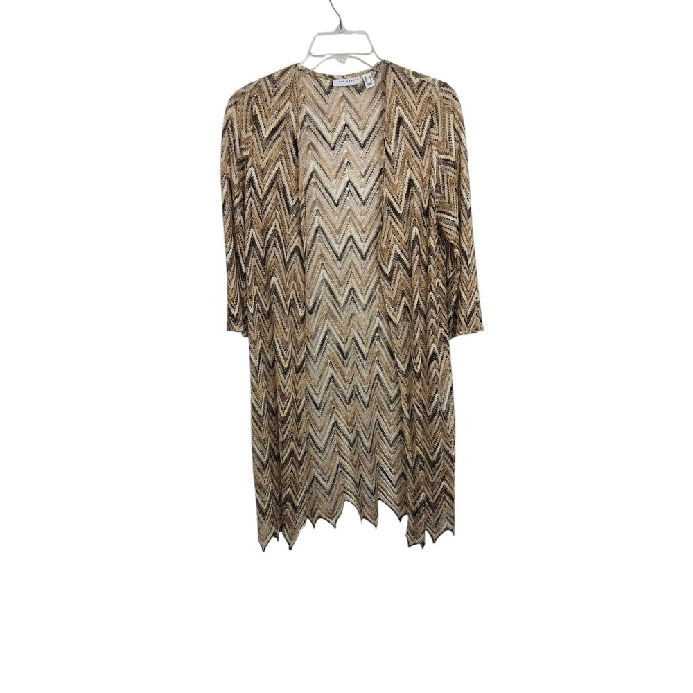 4074) Susan Graver Lightweight Chevron Open Front Duster Cardigan Small